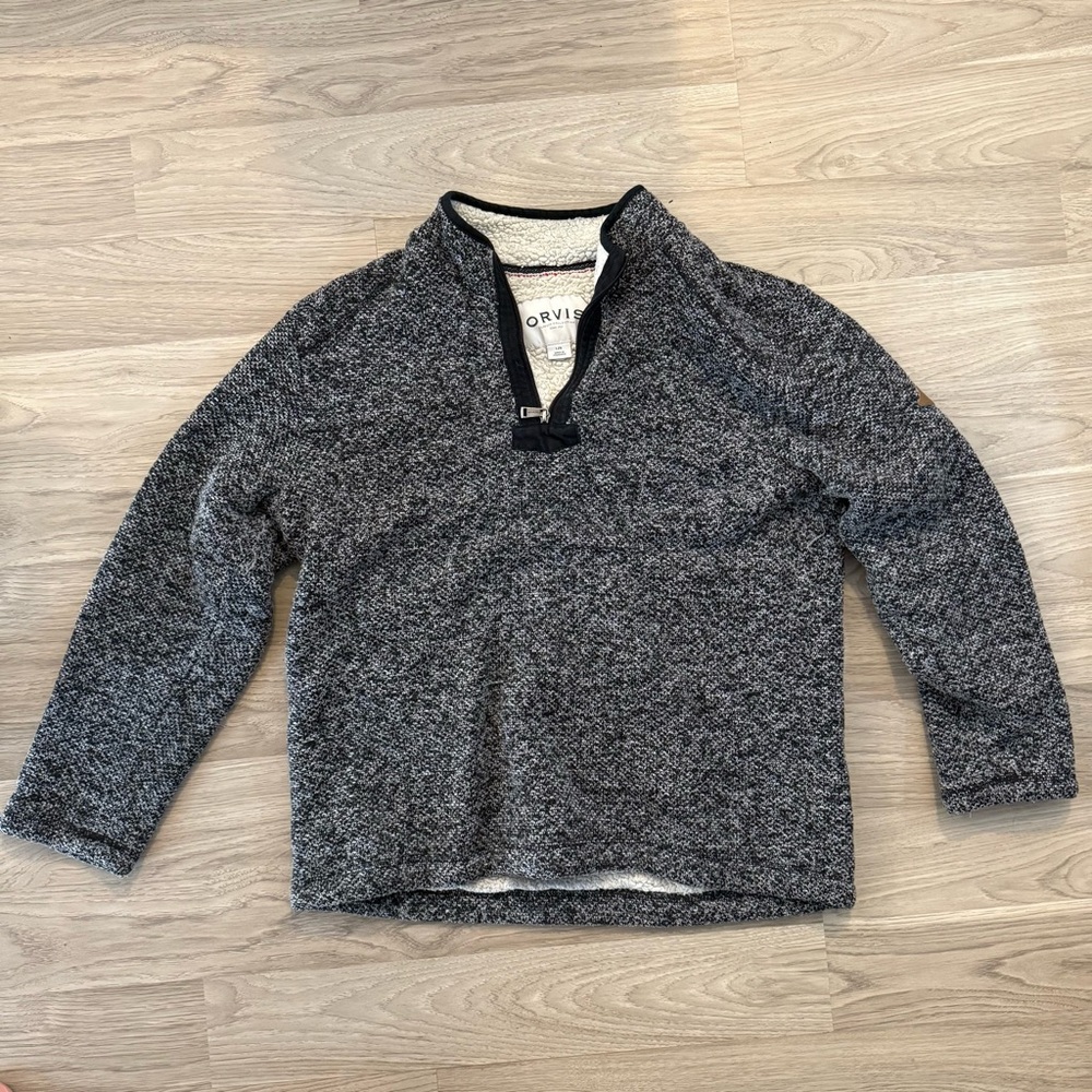 Orvis Men's Black and White Zip-Up Sweater